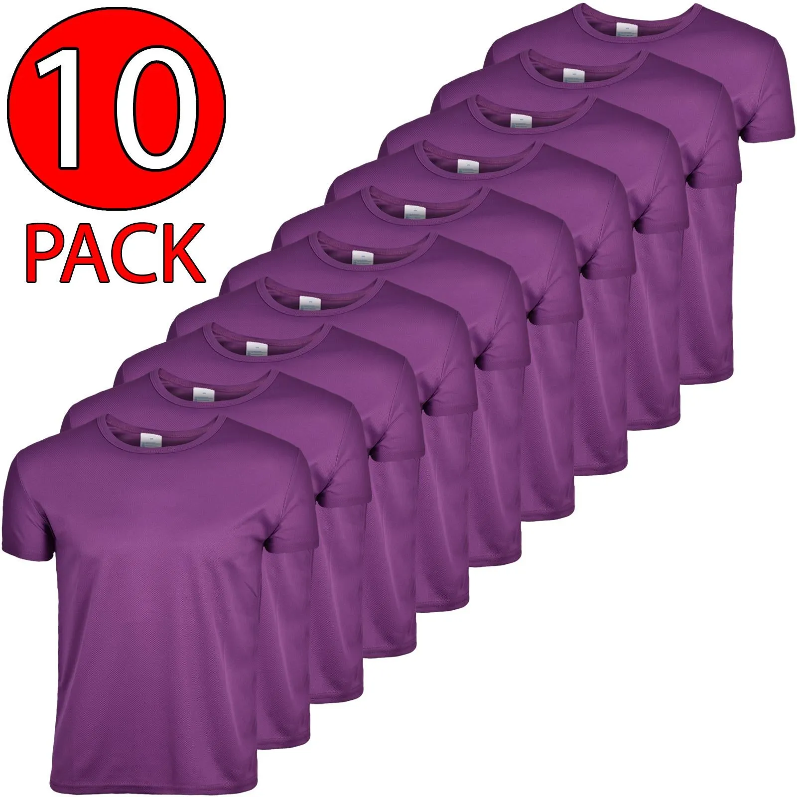 10 Pack Mens Plain Quick Dry T-Shirts