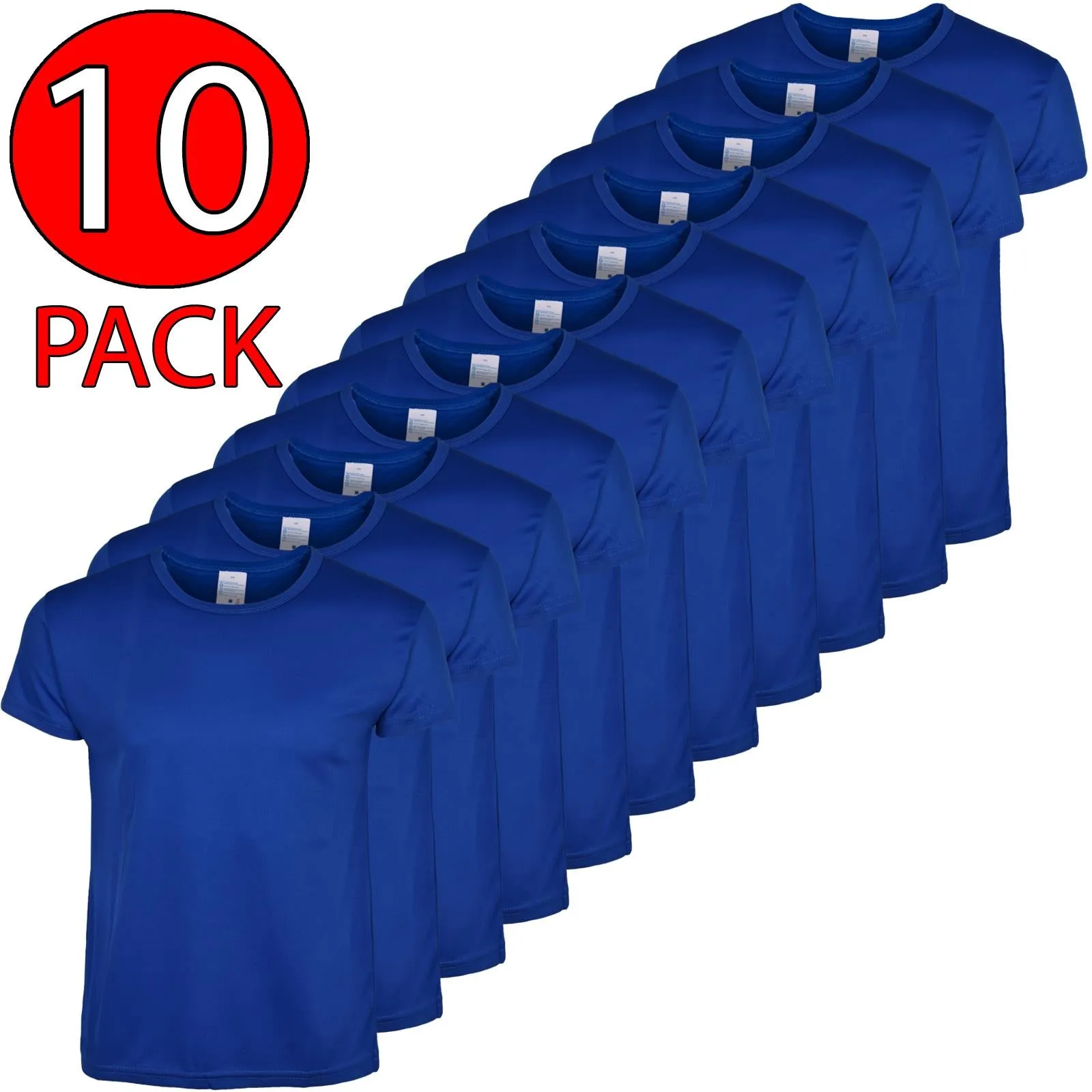 10 Pack Mens Plain Quick Dry T-Shirts