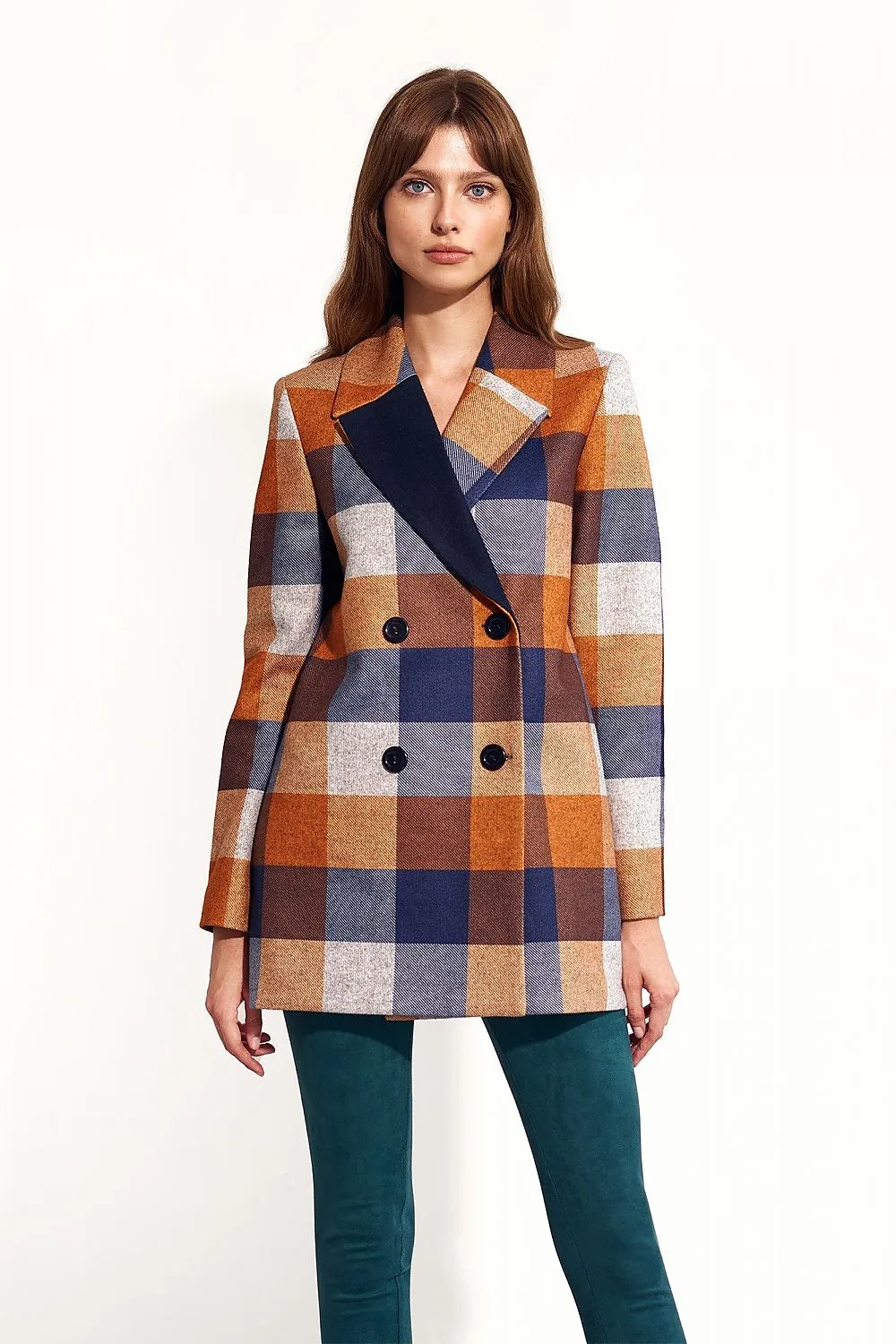 Autumn Checkered Pea Coat