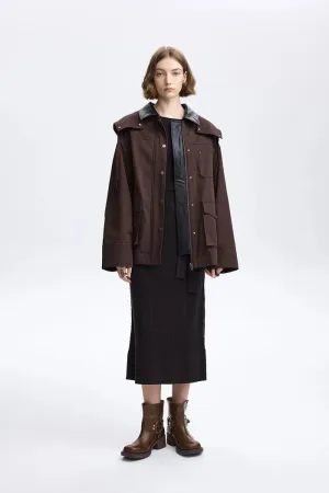 Beth Detachable Windproof Hooded Jacket in Washed Cotton