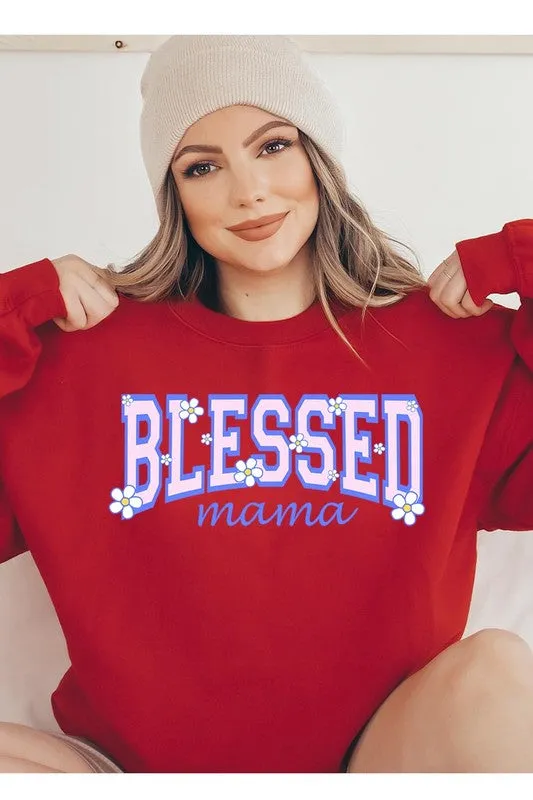 Blessed Mama Oversized Graphic Fleece Sweatshirts