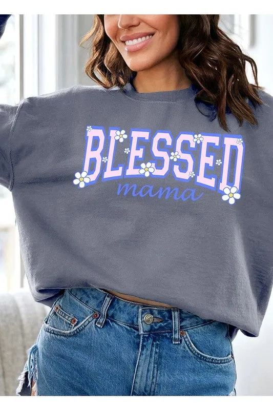 Blessed Mama Oversized Graphic Fleece Sweatshirts