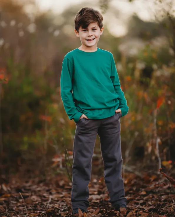 Boys Soft Cotton Jersey Long Sleeve Tee | Forest Green