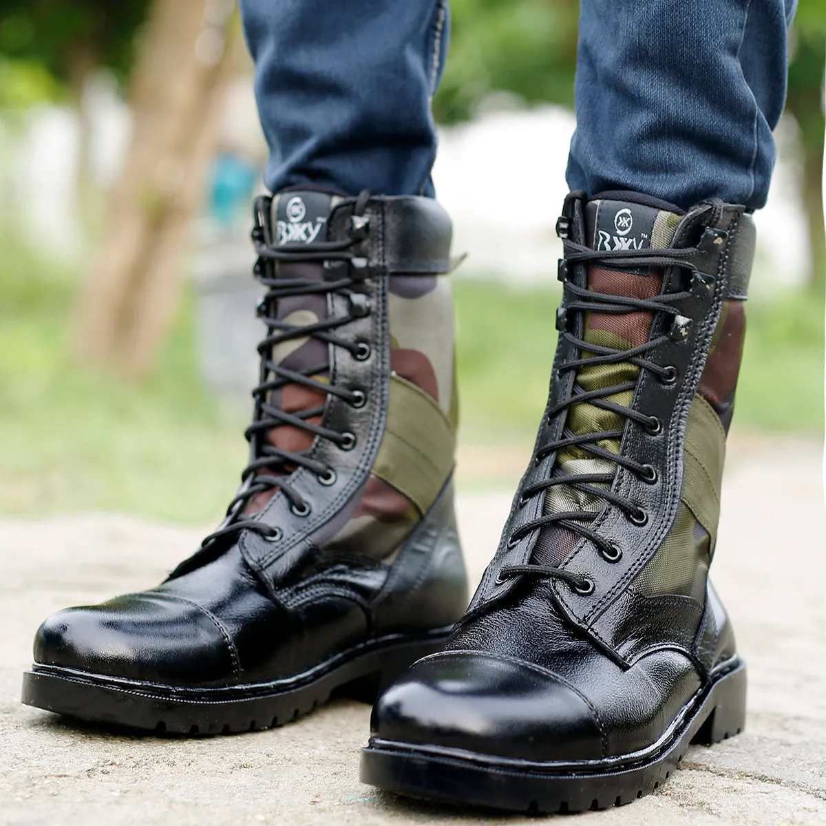 BXXY Men's Pure Leather Army Boot