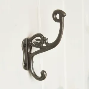 Cast Iron Swan Neck Double Coat Hook