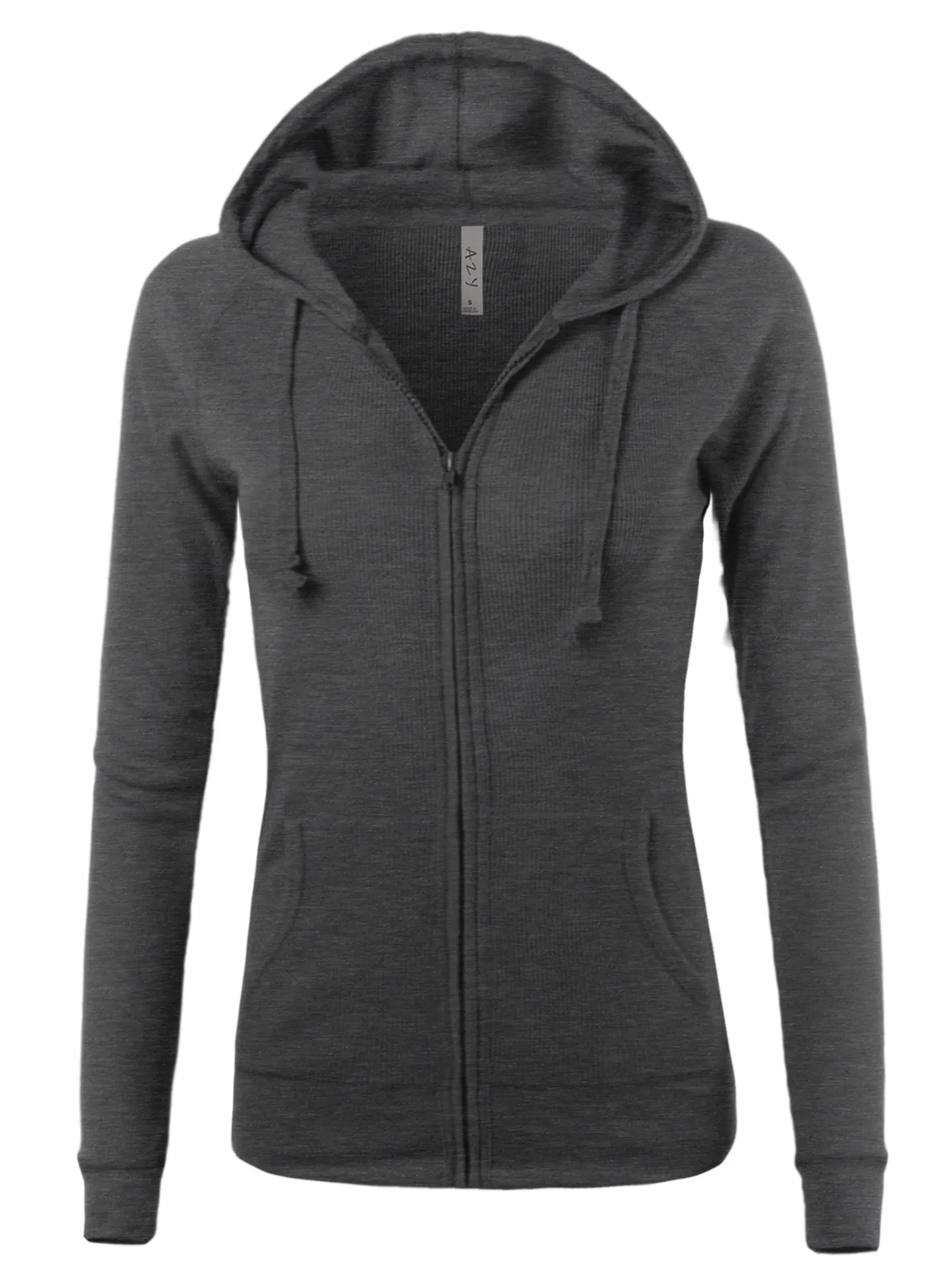 Casual Fitted Lightweight Pocket Zip Up Hoodie Black