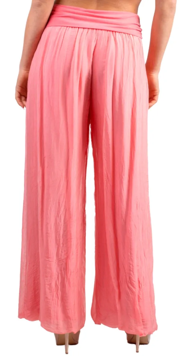 Coral Silk Pant w/ Side Slit