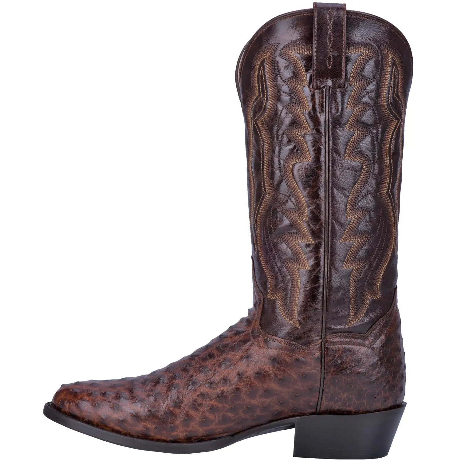 Dan Post Mens Pershing Brass Full Quill Ostrich Medium Toe Cowboy Boots DP3016