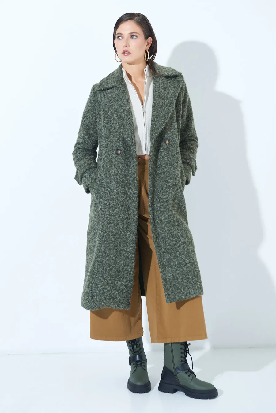 Double-breasted long wool coat wholesale