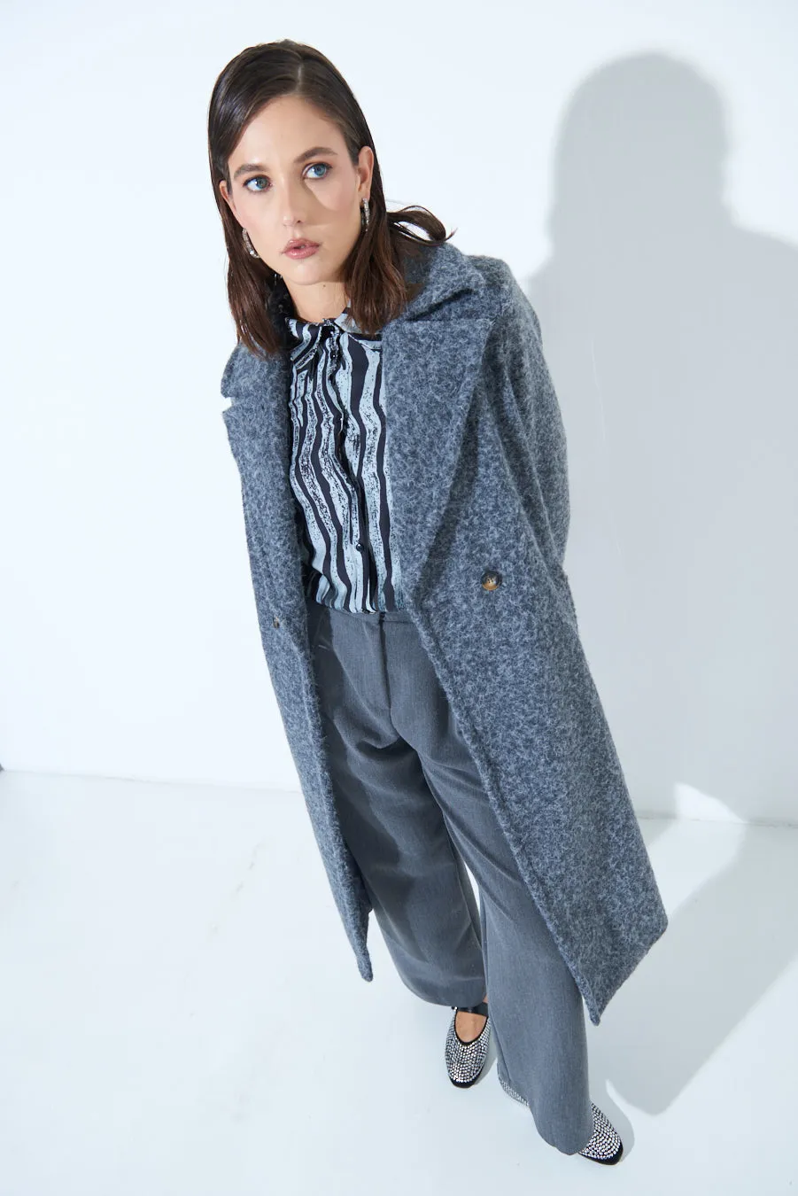 Double-breasted long wool coat wholesale