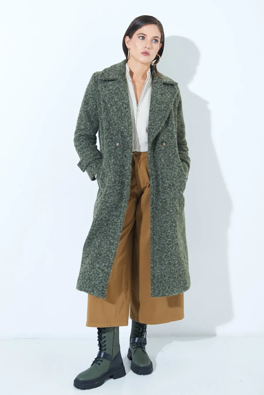 Double-breasted long wool coat wholesale