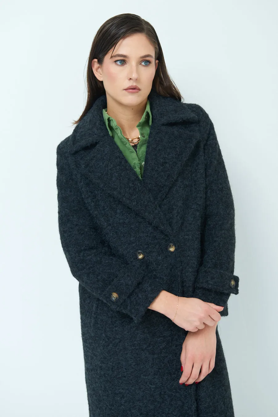 Double-breasted long wool coat wholesale