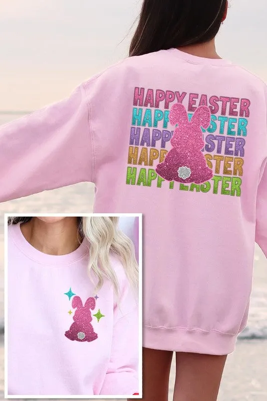 Easter Bunny Front Back Graphic Fleece Sweatshirts