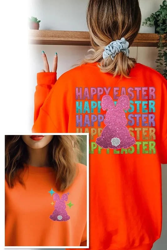 Easter Bunny Front Back Graphic Fleece Sweatshirts