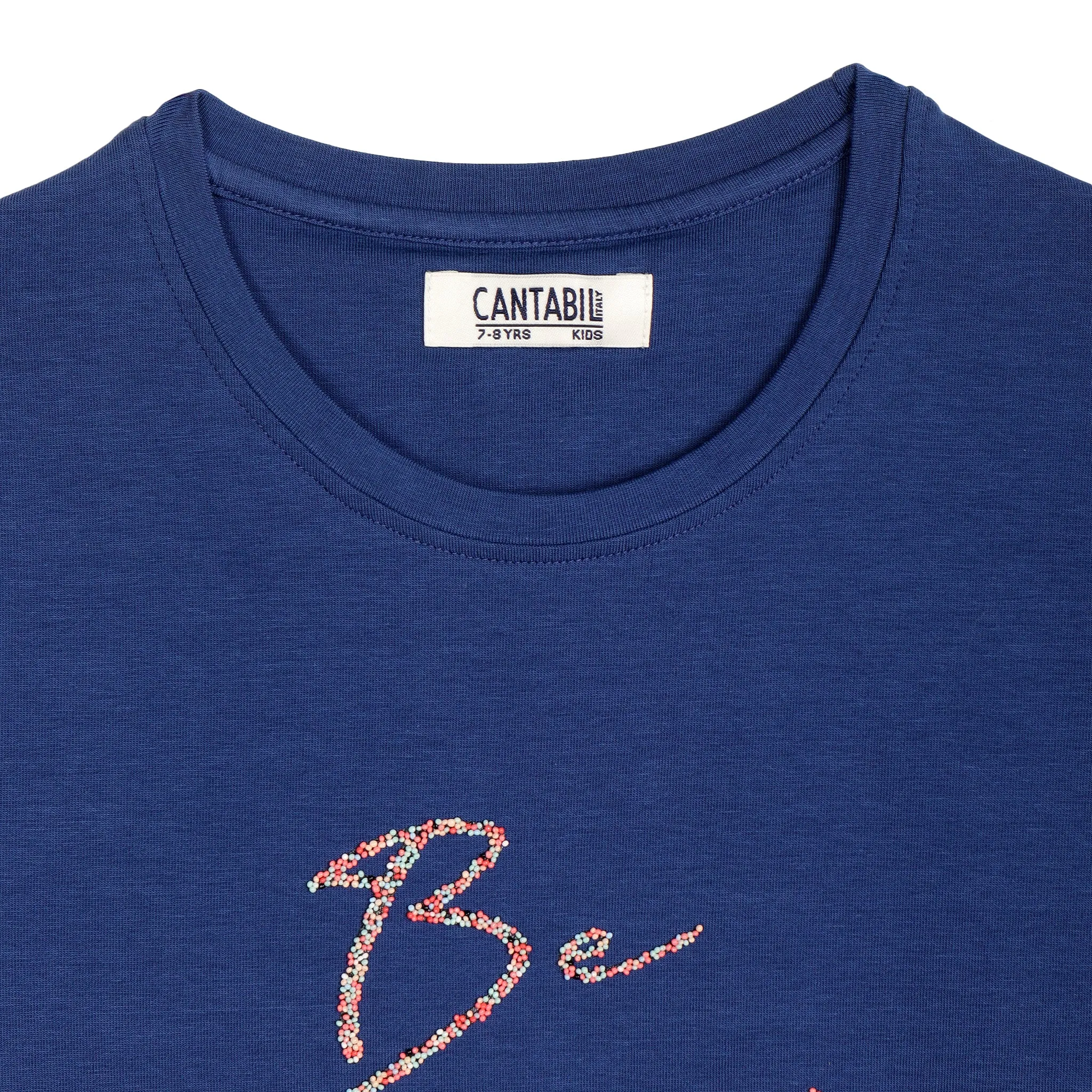 Girls Casual Blue Half Sleeves  T-Shirt