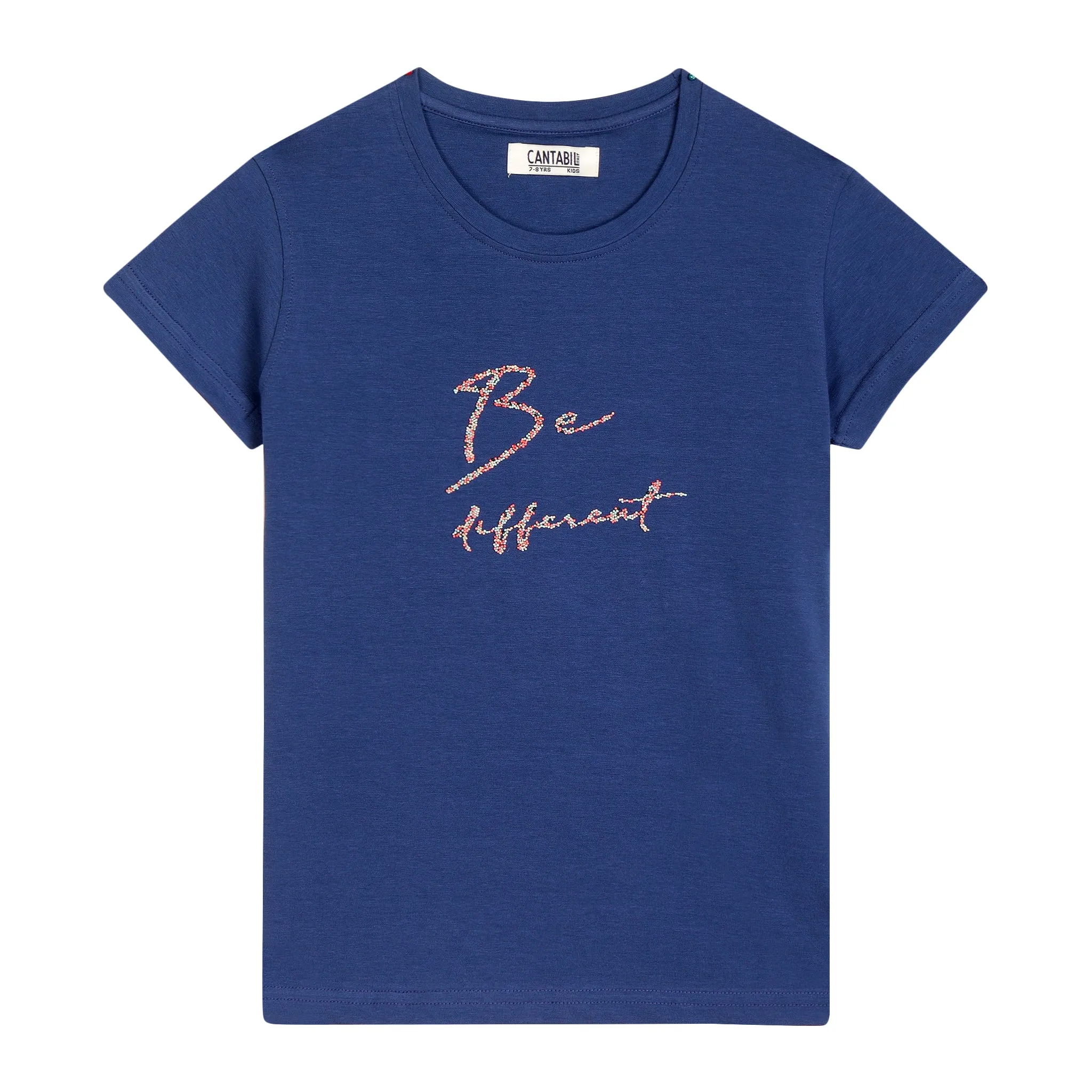 Girls Casual Blue Half Sleeves  T-Shirt