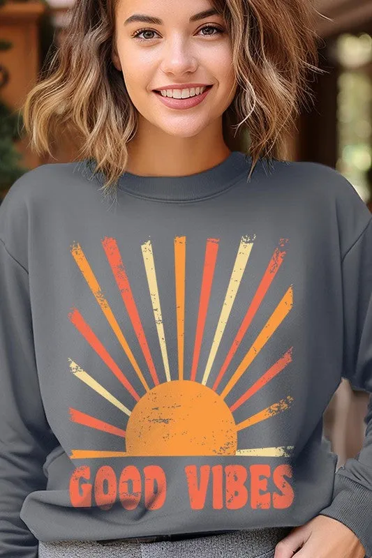 Good Vibes Sunshine Graphic Fleece Sweatshirts