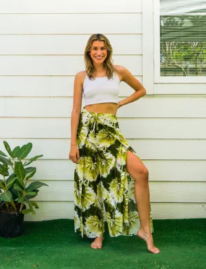 Green Spiral Palazzo Wrap Pants