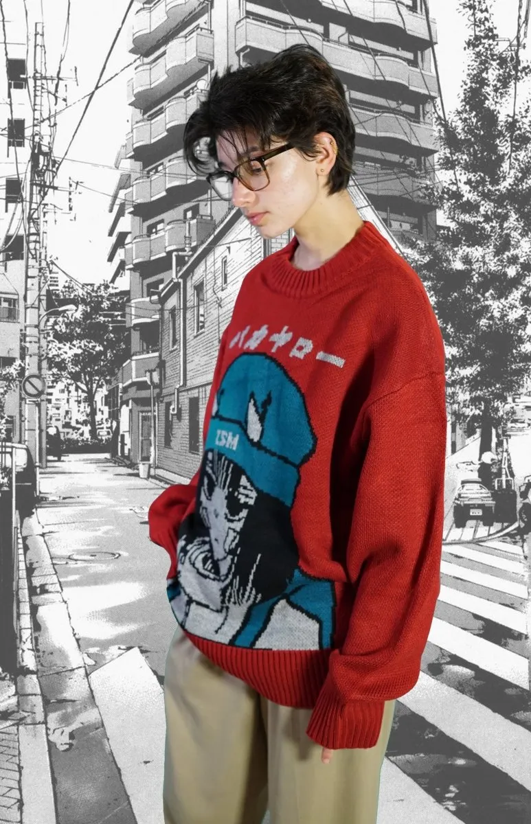 Harajuku red knitted sweater