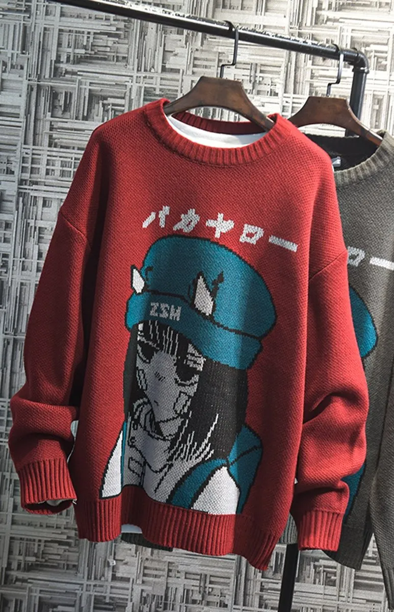 Harajuku red knitted sweater