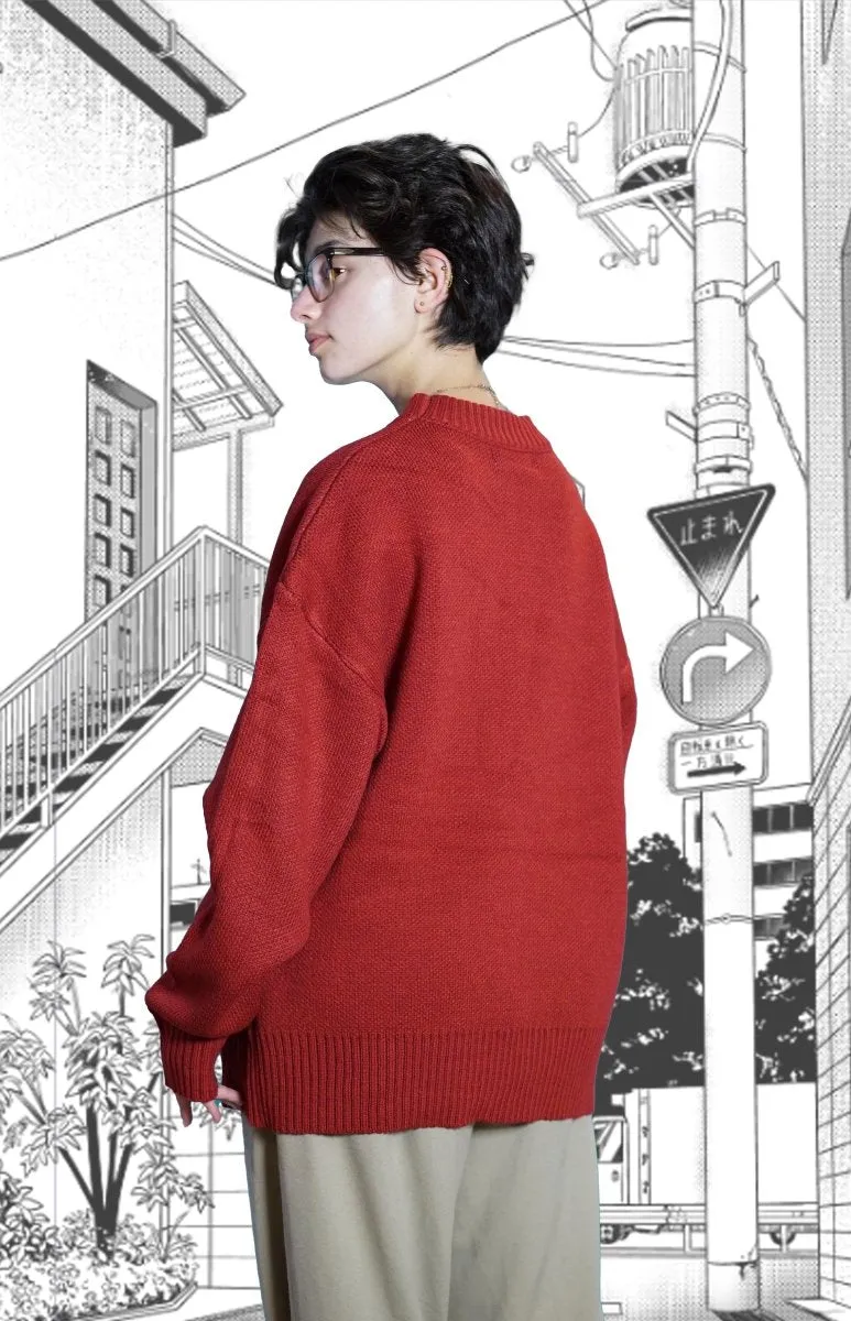 Harajuku red knitted sweater