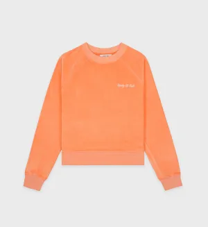 Italic Logo Velour Raglan Sweater - Peach/White