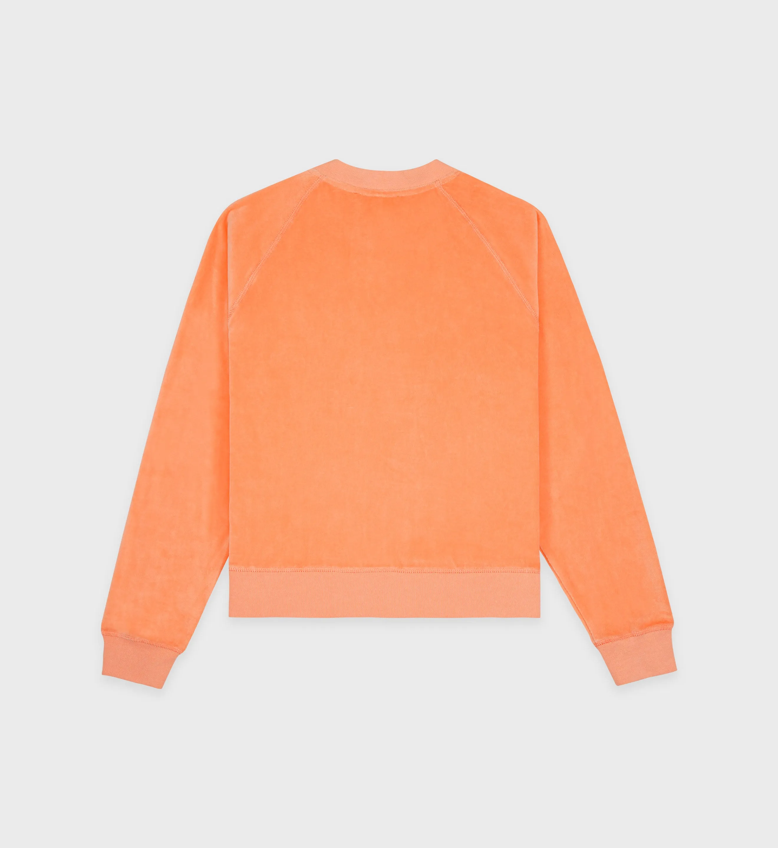 Italic Logo Velour Raglan Sweater - Peach/White