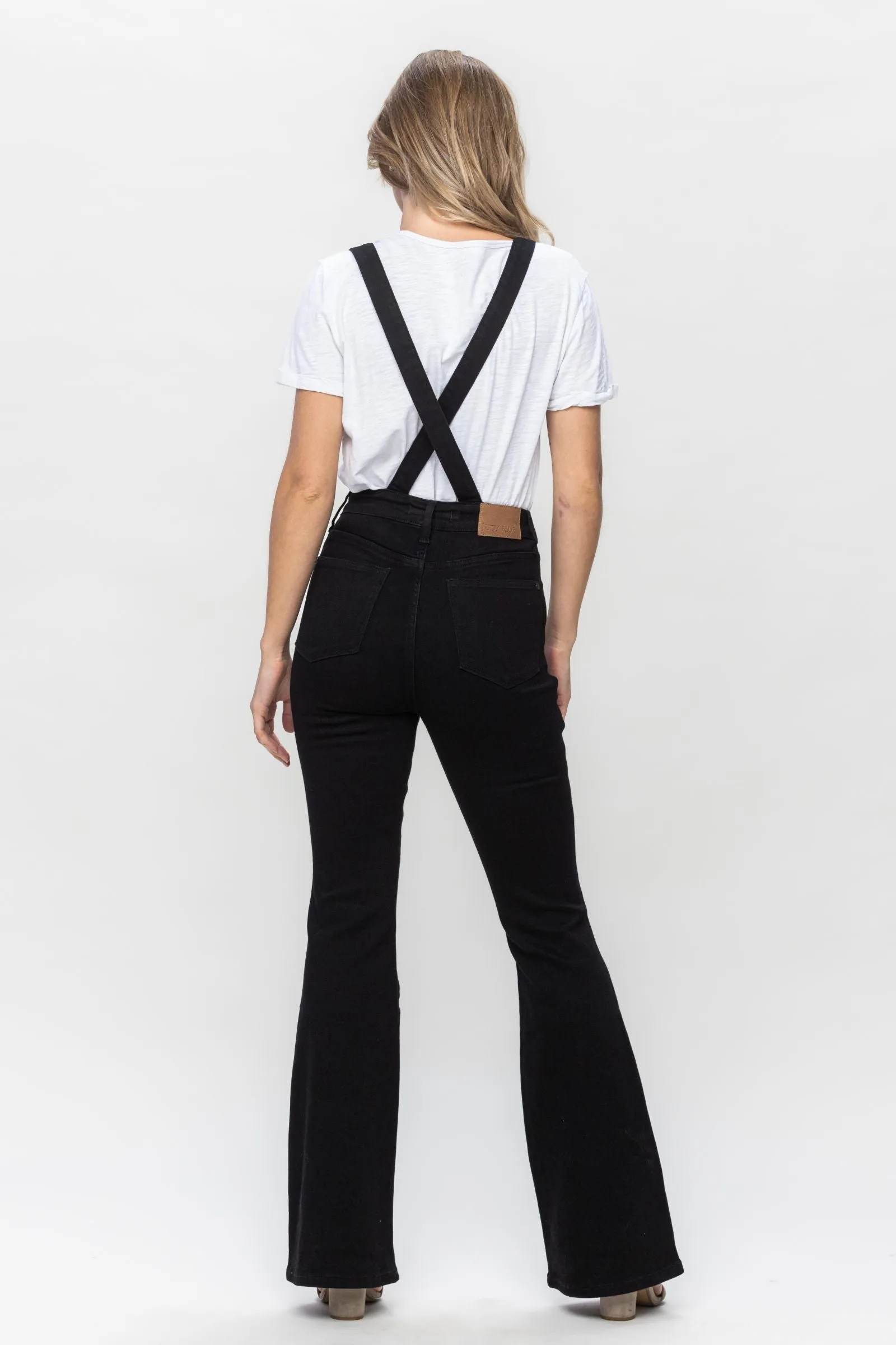 Judy Blue || Jolene Tummy Control Retro Flare Overalls in Black