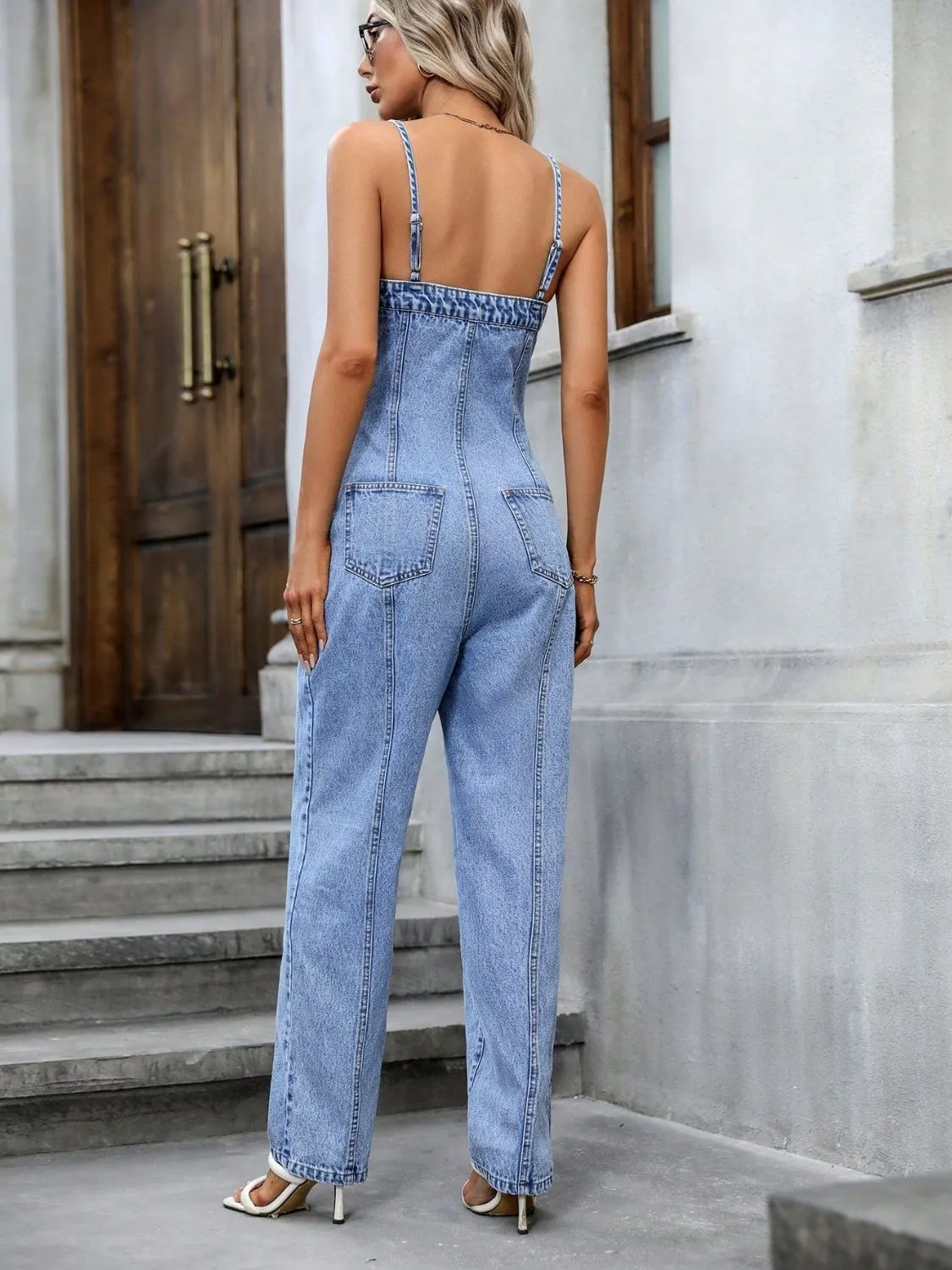 Just BE. 102 Spaghetti Strap Denim Overalls