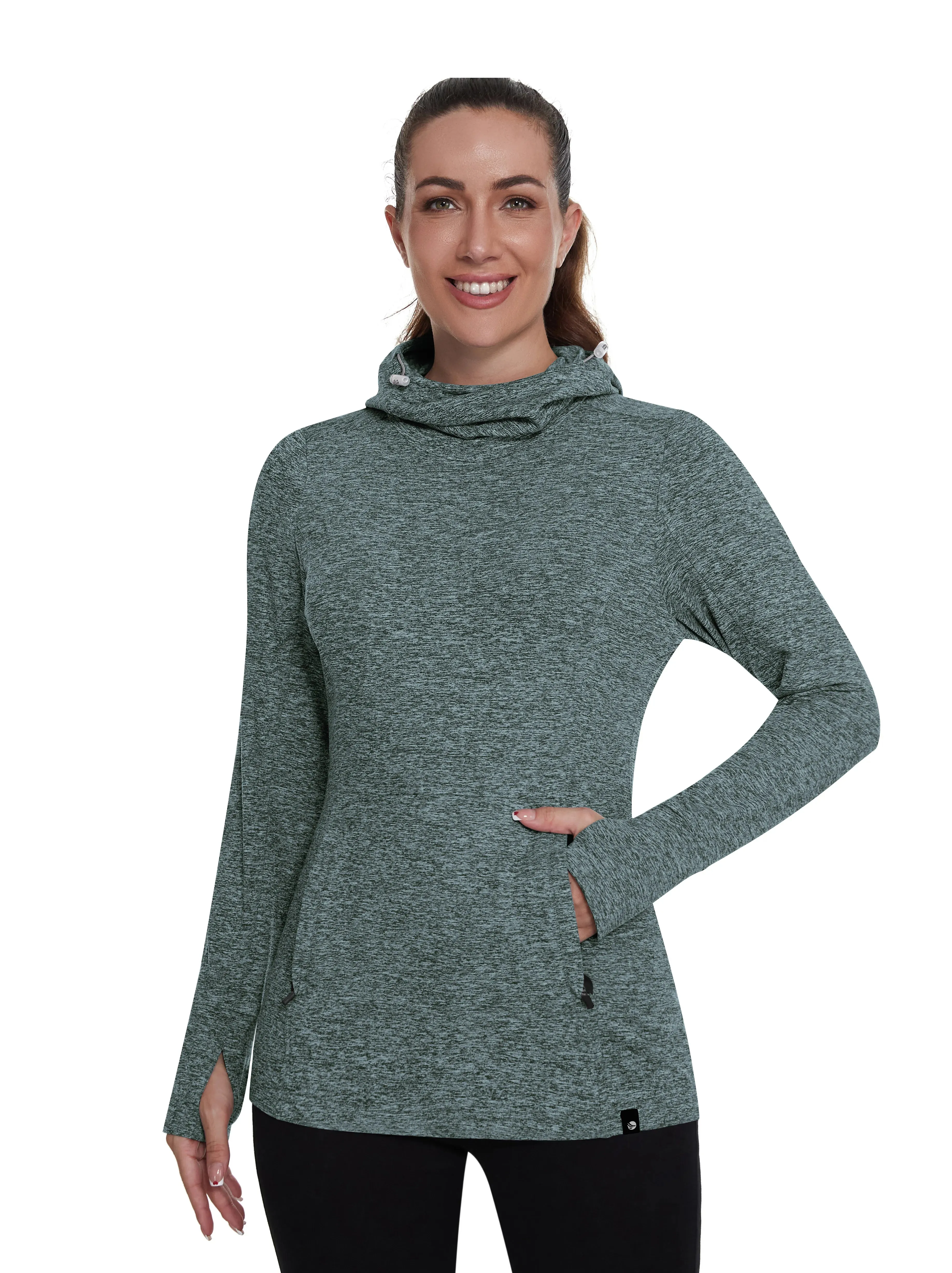 Ladies Pullover Long-sleeve Thermal Top With Thumb Holes