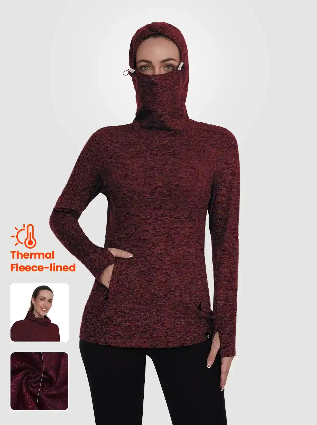 Ladies Pullover Long-sleeve Thermal Top With Thumb Holes