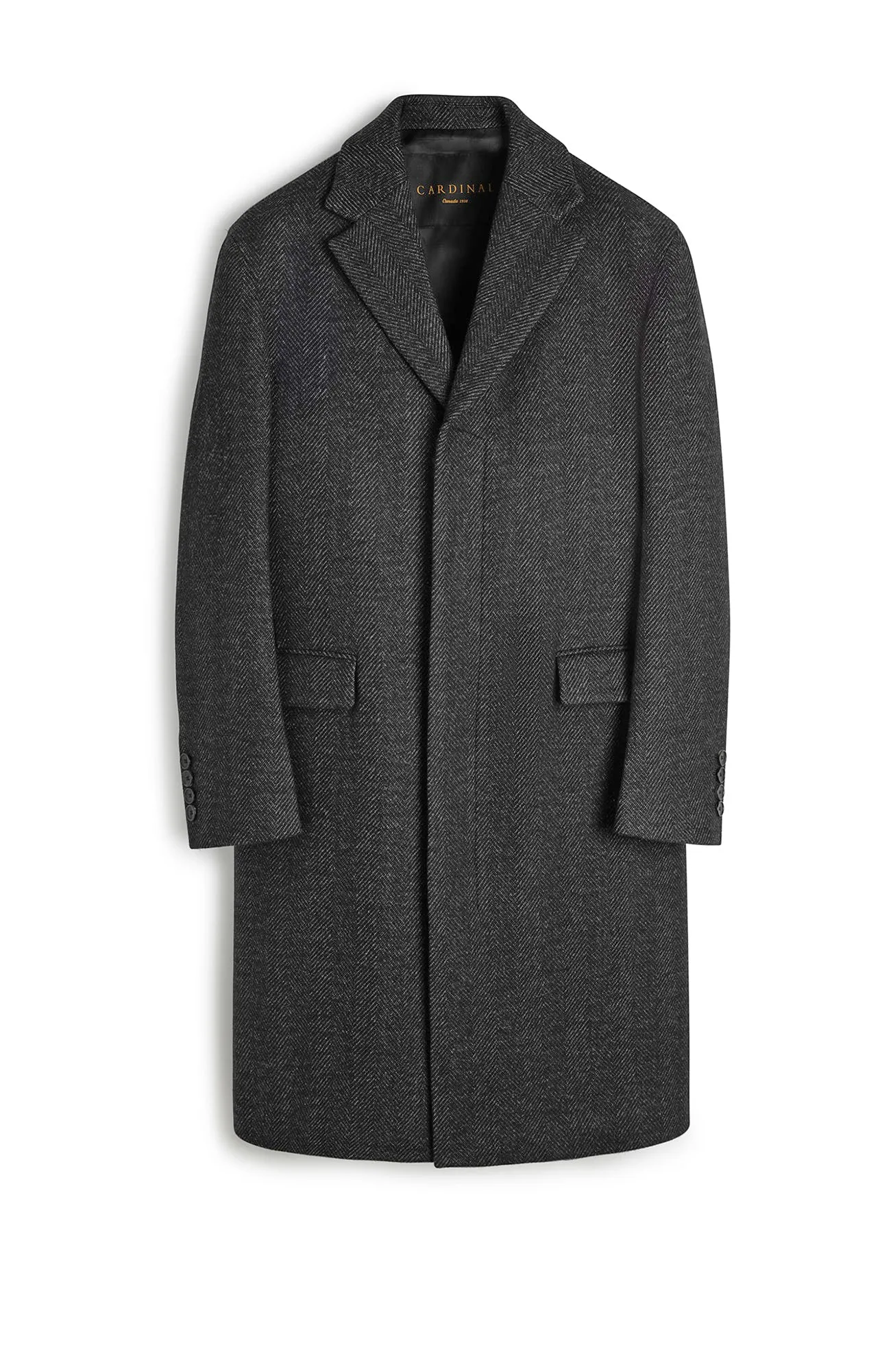 LIMITED EDITION: MERCER CHARCOAL HERRINGBONE WOOL TOPCOAT