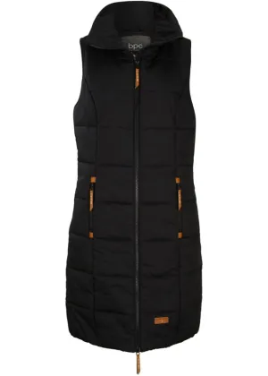 Long vest with stand-up collar Bpc Bonprix Collection, black