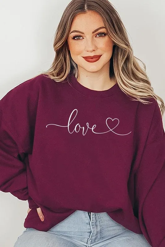 Love With Heart Graphic Fleece Sweatshirt