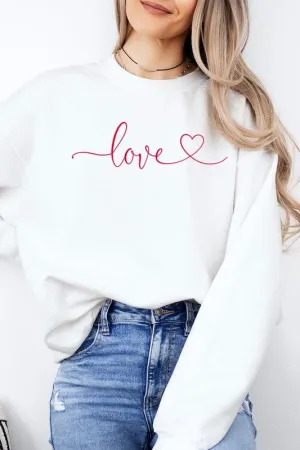 Love With Heart Graphic Fleece Sweatshirt