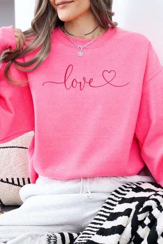 Love With Heart Graphic Fleece Sweatshirt