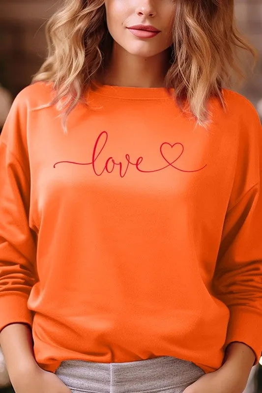 Love With Heart Graphic Fleece Sweatshirt