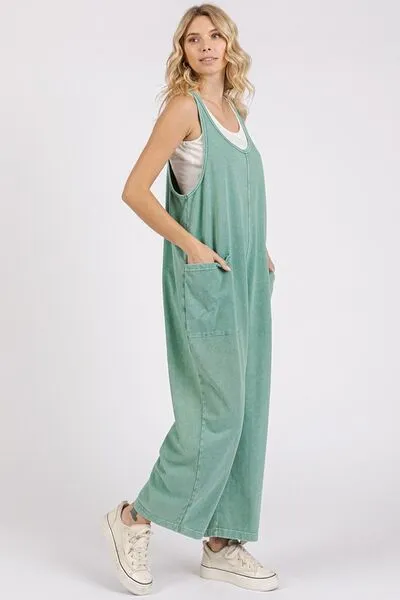 Mittoshop Scoop Neck Wide Leg Overalls