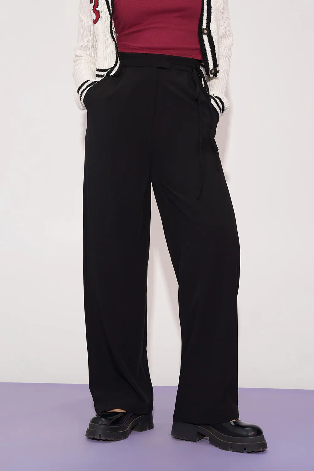 Neo Noir Tie-up Korean Pants