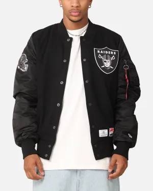 New Era Las Vegas Raiders Alpha Industries MA-1 Wool Varsity Jacket Black