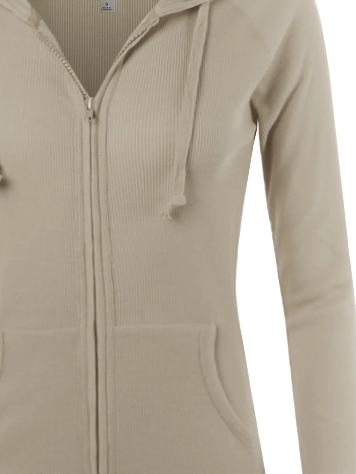 Plus Size Casual Fitted Lightweight Pocket Zip Up Hoodie