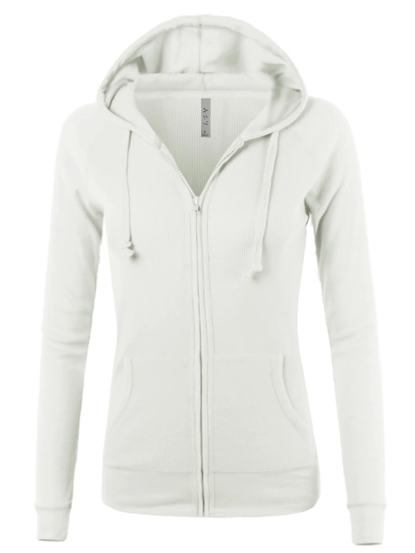 Plus Size Casual Fitted Lightweight Pocket Zip Up Hoodie