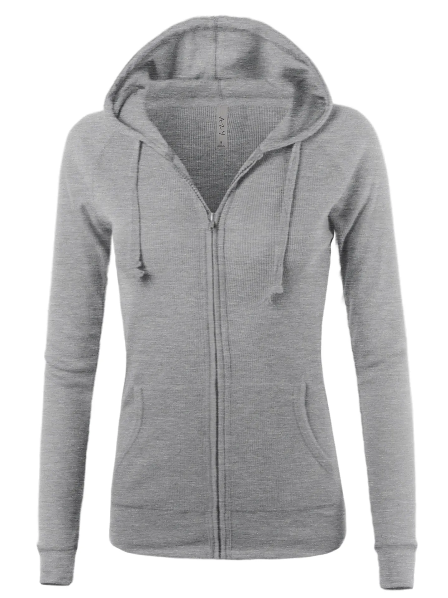 Plus Size Casual Fitted Lightweight Pocket Zip Up Hoodie