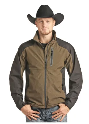 Powder River Outfitters Men's Long Sleeve Two-Tone Softshell Jacket, Brown