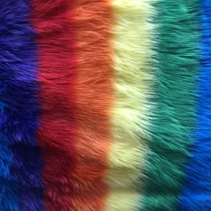 Rainbow 2 Striped Faux Fur Fabric