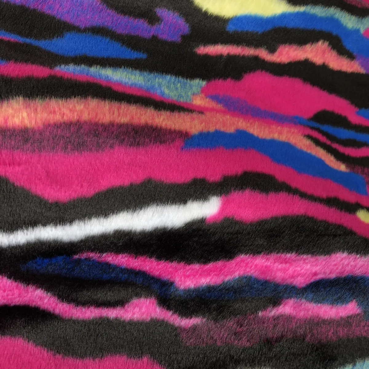 Rainbow Puzzled Multicolor Faux Fur Fabric