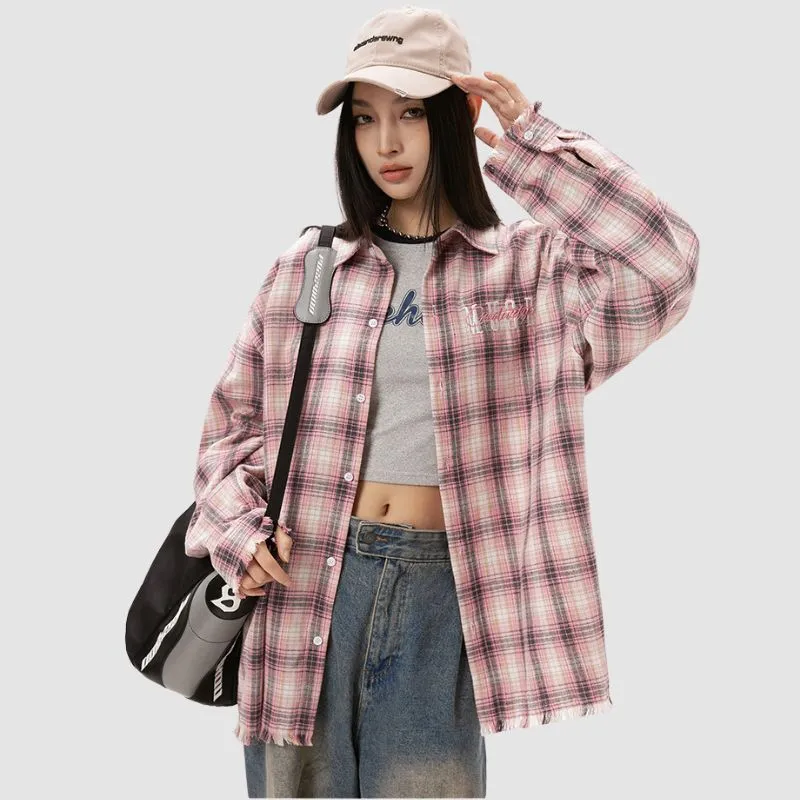 Raw Hem Plaid Shirts