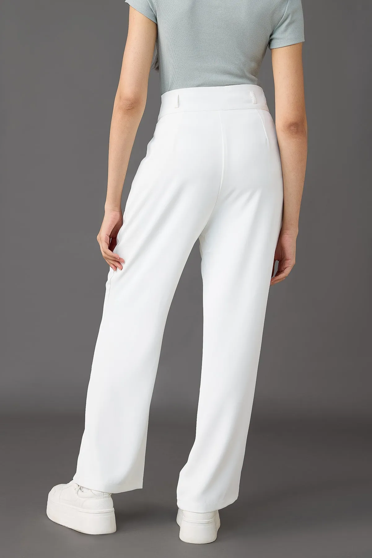 Seoul White Korean Pleated Pants