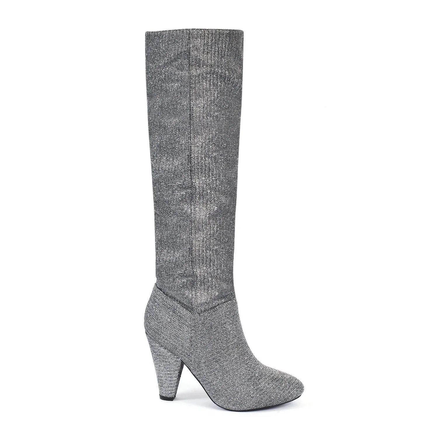 Silver Shimmer Slouth Long Boots