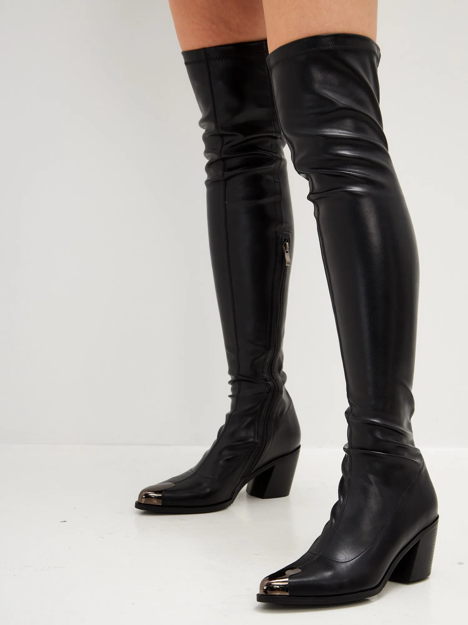 Sleek Leather Knee-High Boots